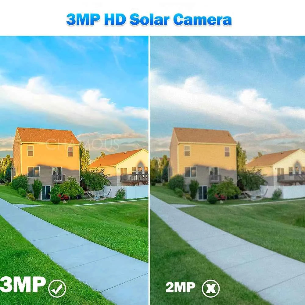 3MP WiFi Camera Outdoor 3W Solar Panel Wireless Video Surveillance Built-in 5200mAh Battery CCTV Bullet Security Cam AI