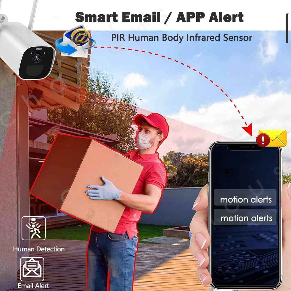 3MP WiFi Camera Outdoor 3W Solar Panel Wireless Video Surveillance Built-in 5200mAh Battery CCTV Bullet Security Cam AI