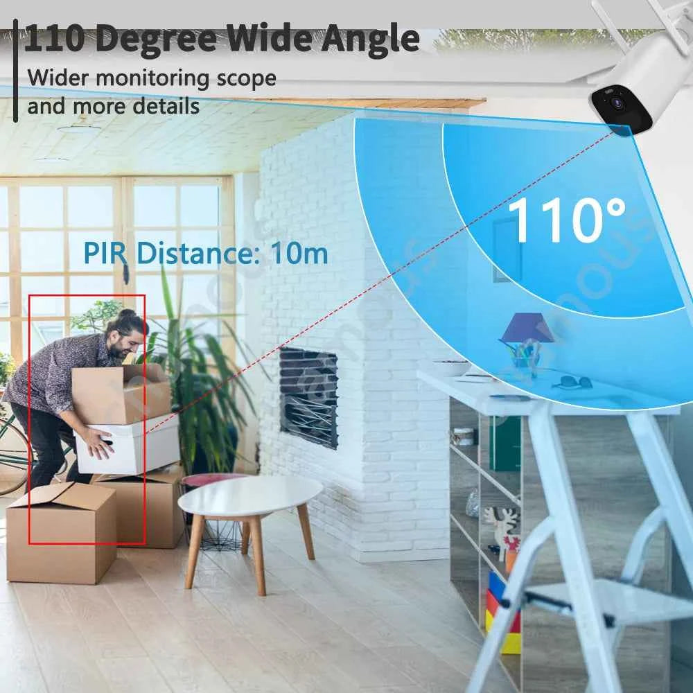 3MP WiFi Camera Outdoor 3W Solar Panel Wireless Video Surveillance Built-in 5200mAh Battery CCTV Bullet Security Cam AI