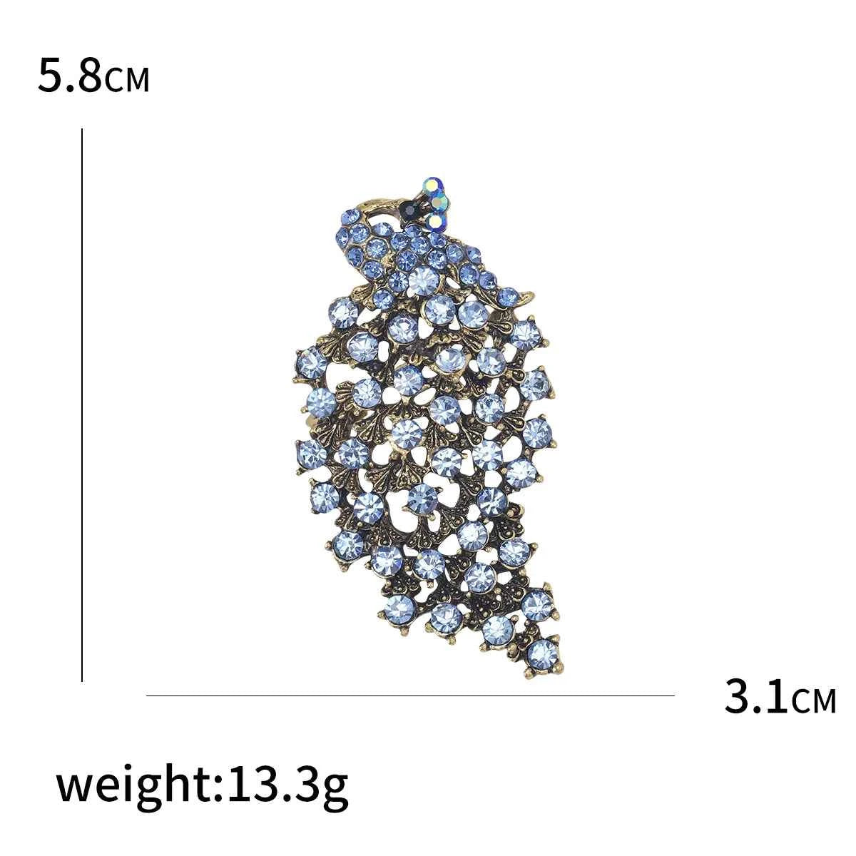 Fully Rhinestone Peacock Bird Brooch Fashionable and Elegant Coat Pin Jewelry Accessories and Gifts