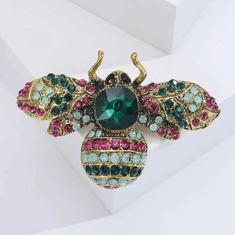 Rhinestone Bee Brooches for Women Unisex Glass Insect Pins Banquet Party Backpack Gifts Jewelry Accessories