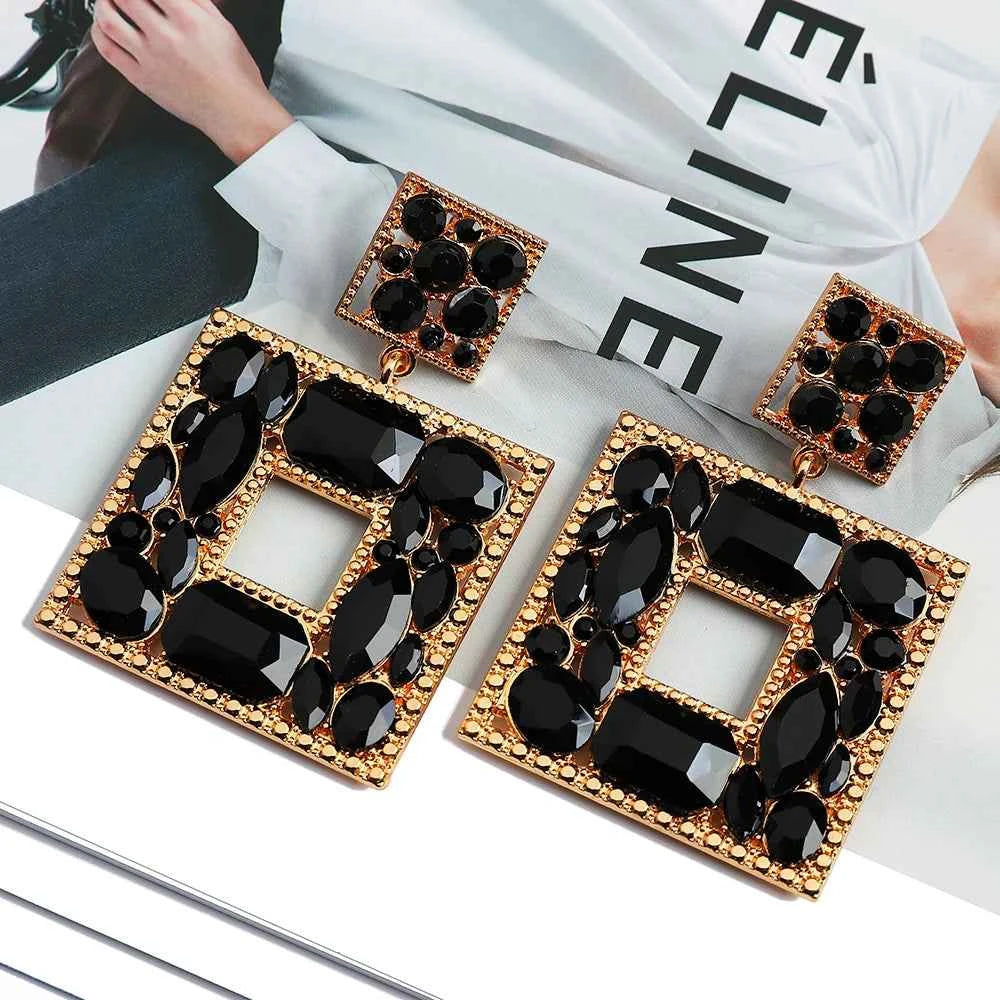 Charm Dangle Earrings For Women Girl 2023 Luxury Ear Accessories Vintage Fairy Square Crystal Brincos Christmas Pendant Jewelry