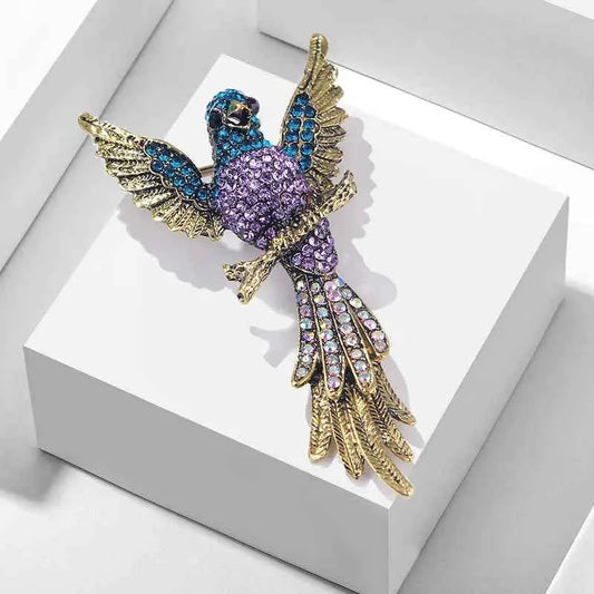 Exquisite Women Men Full Crystal Luxury Hummingbird Brooches Badges High-end Classic Animal Pins Buckles