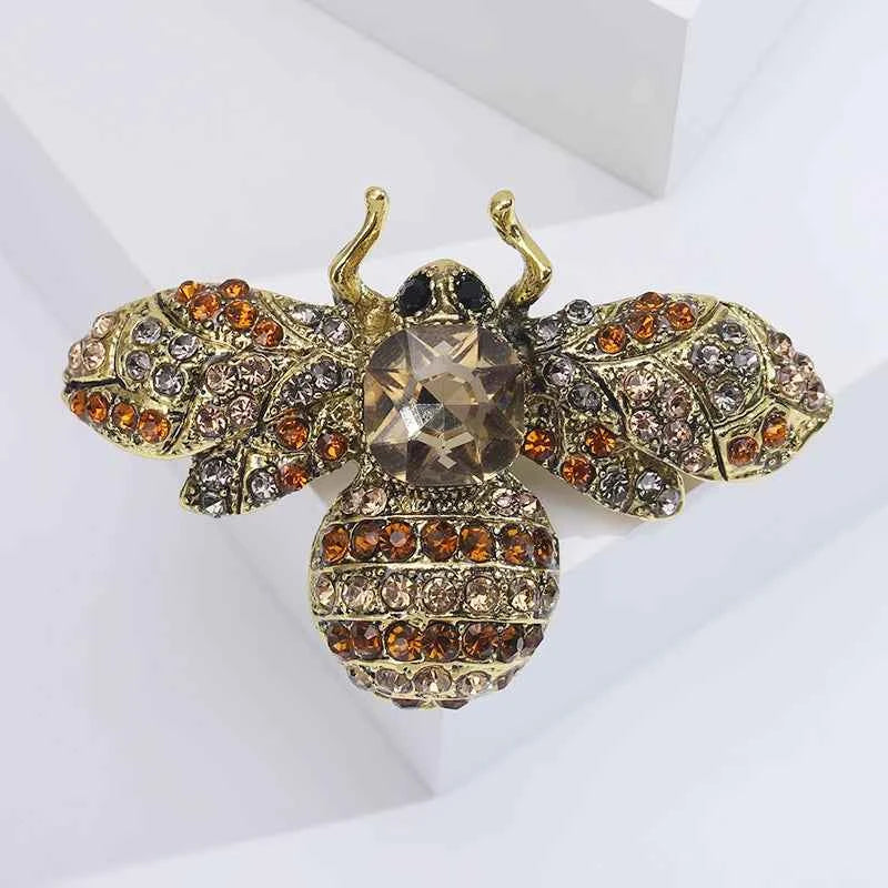 Rhinestone Bee Brooches for Women Unisex Glass Insect Pins Banquet Party Backpack Gifts Jewelry Accessories