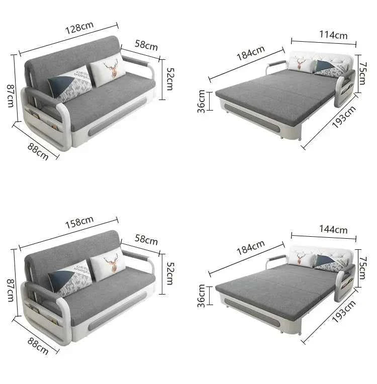 Apartment Furniture Metal Frame Foldable Sofa Cum Bed Storage Modern Folding Sofa Bed