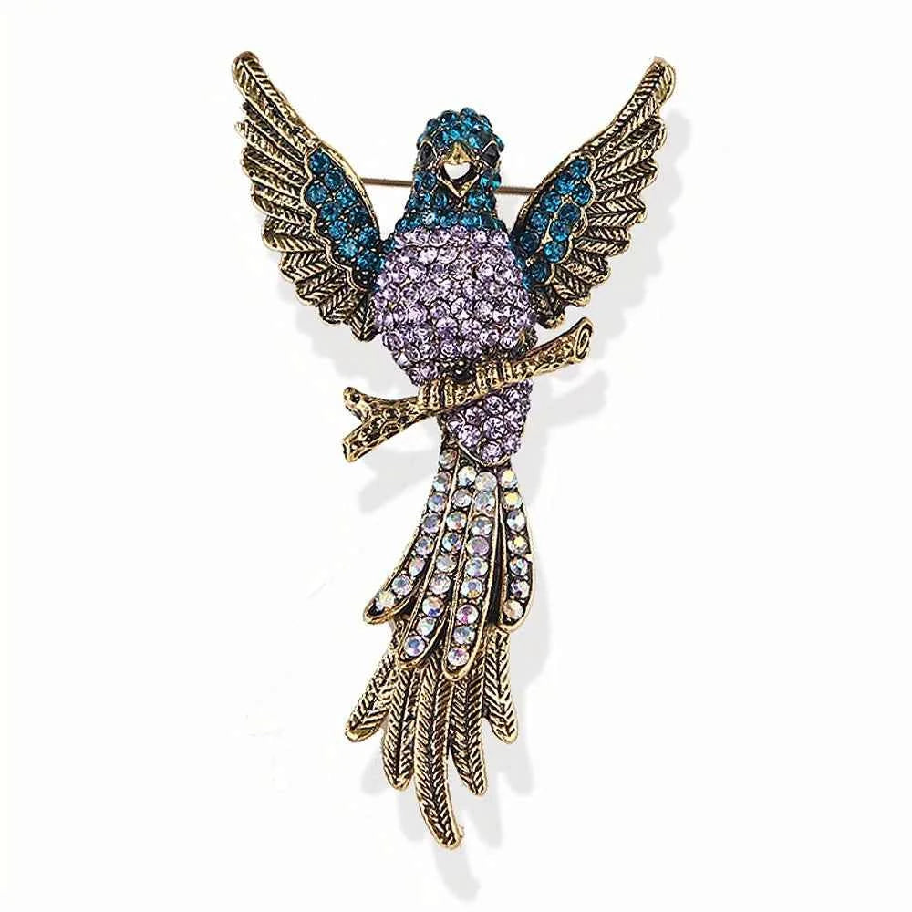 Exquisite Women Men Full Crystal Luxury Hummingbird Brooches Badges High-end Classic Animal Pins Buckles