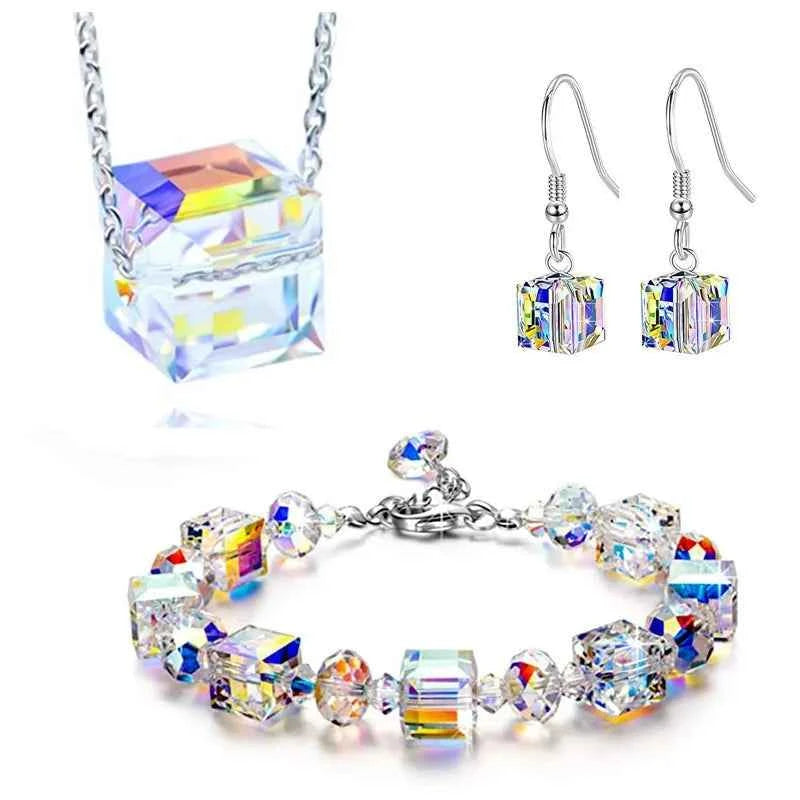 New Style Austrian Crystal Crystal Crystal Sugar bracelet necklace earring set crystal bracelet