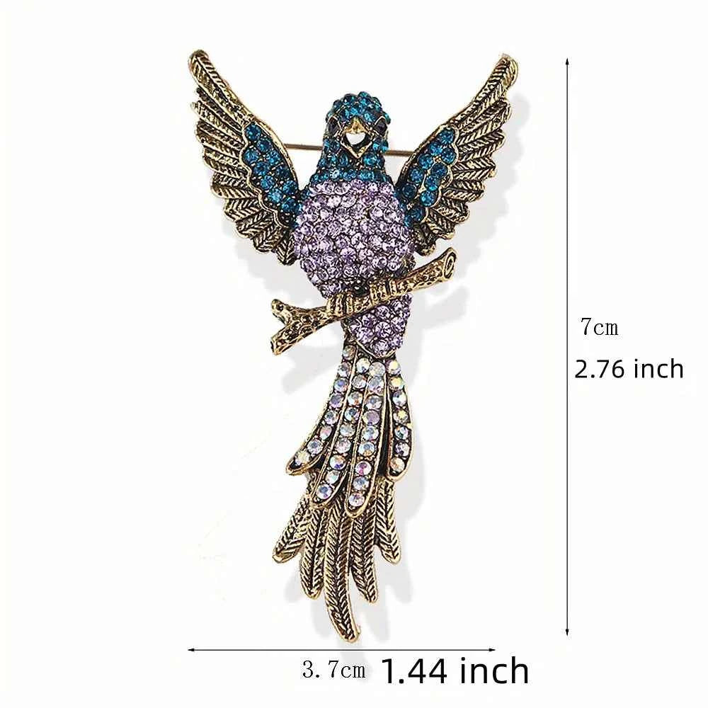 Exquisite Women Men Full Crystal Luxury Hummingbird Brooches Badges High-end Classic Animal Pins Buckles