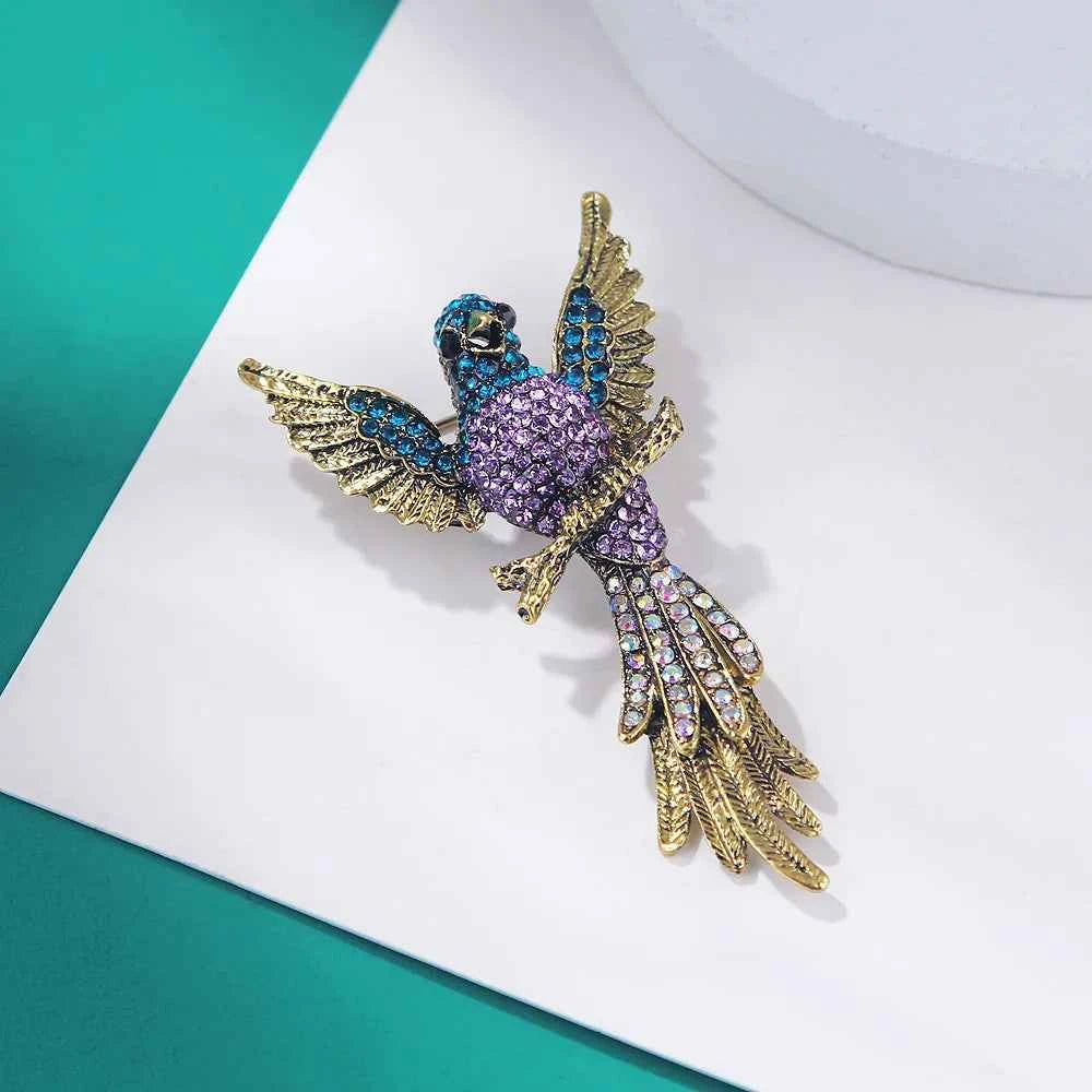 Exquisite Women Men Full Crystal Luxury Hummingbird Brooches Badges High-end Classic Animal Pins Buckles